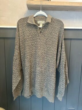 San Mateo Island Vintage Mens XXL Long Sleeve Knit Polo Sweater Textured